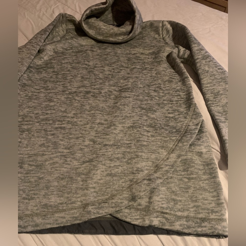 Lands End Small grey funnel neck warm sweater made with OEKO-TEX faux wrap - Picture 2 of 8